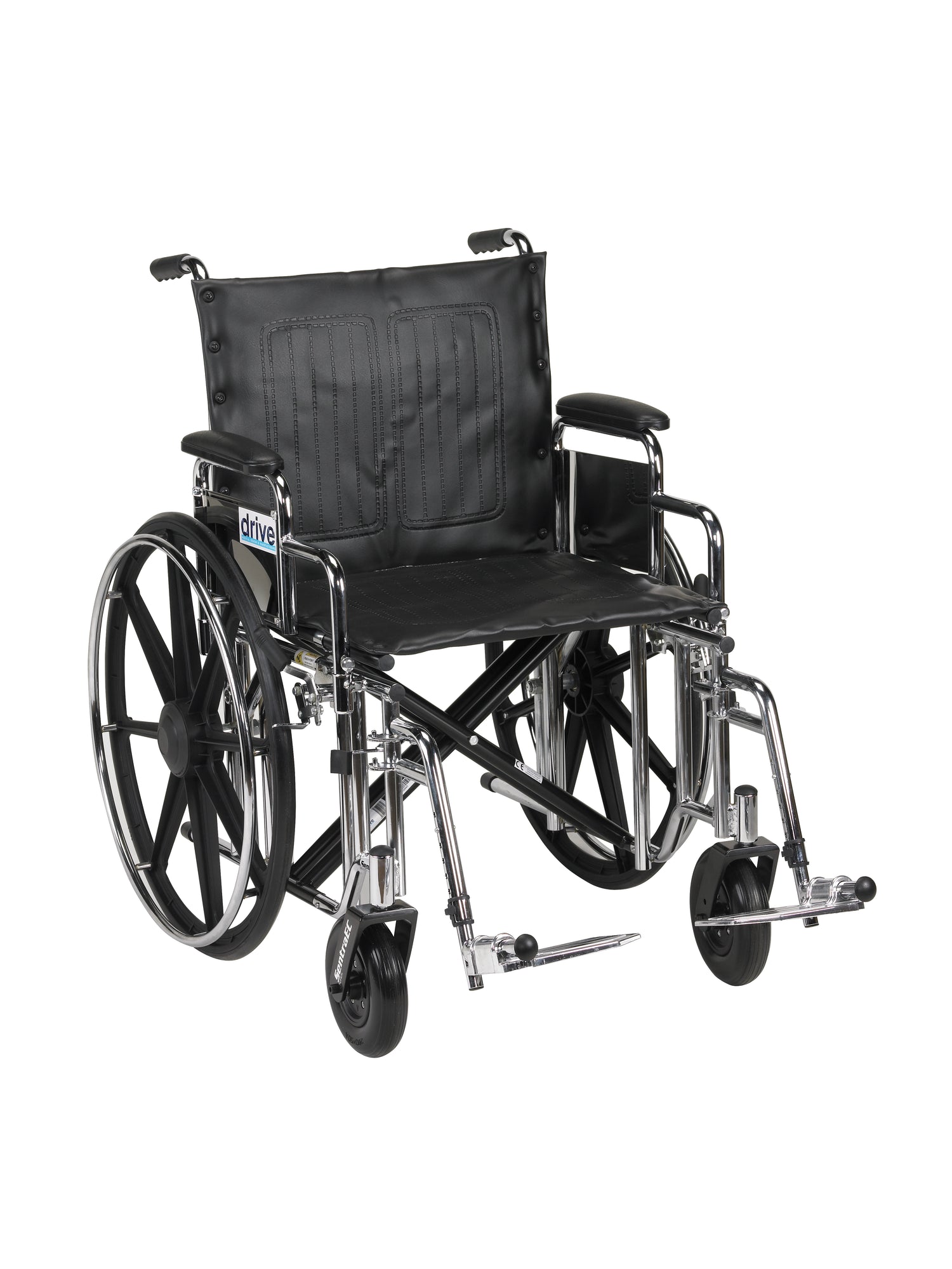 Sentra Extra Heavy Duty Wheelchair, Detachable Desk Arms, Swing away Footrests, 20" Seat - BeHope