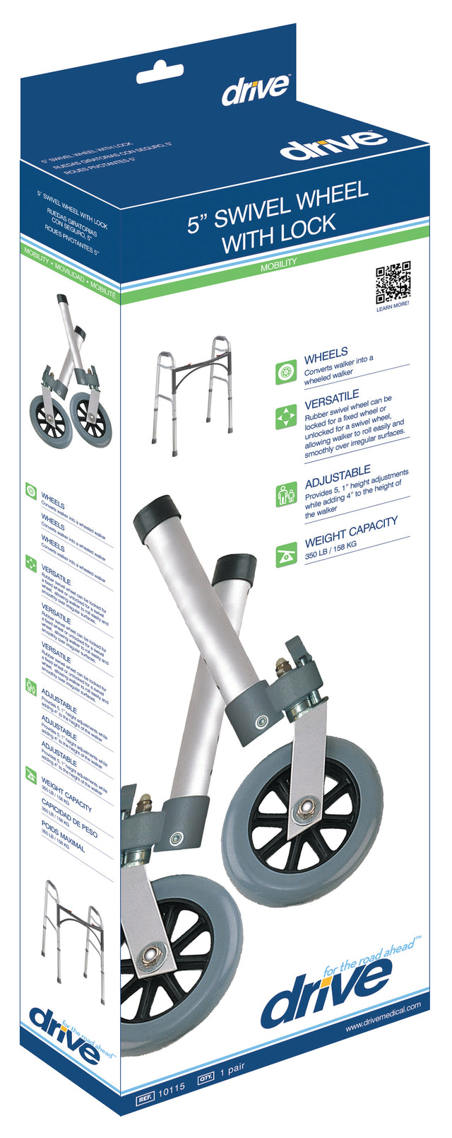 Swivel Lock Walker Wheels, 5" - BeHope