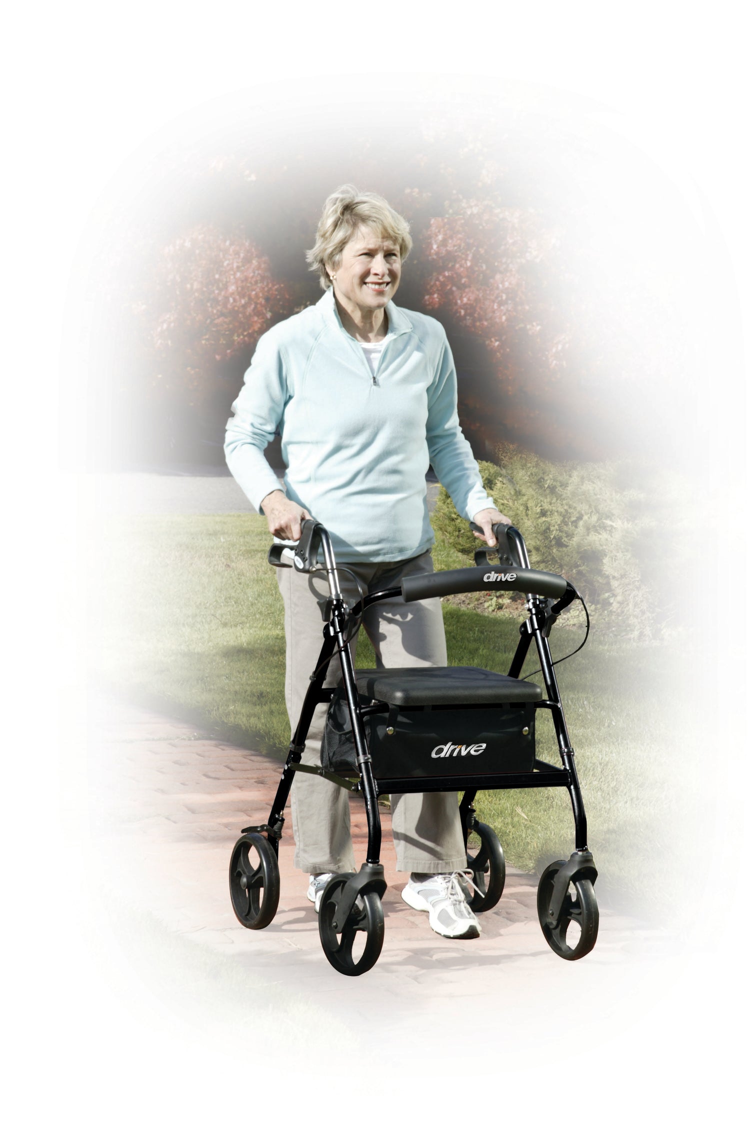 Rollator Rolling Walker with 6" Wheels, Fold Up Removable Back Support and Padded Seat - BeHope