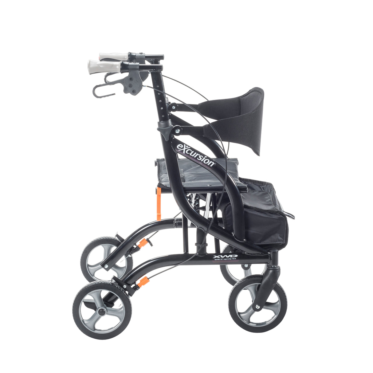 eXcursion XWD Heavy Duty Rollator Rolling Walker, Pearl Black - BeHope