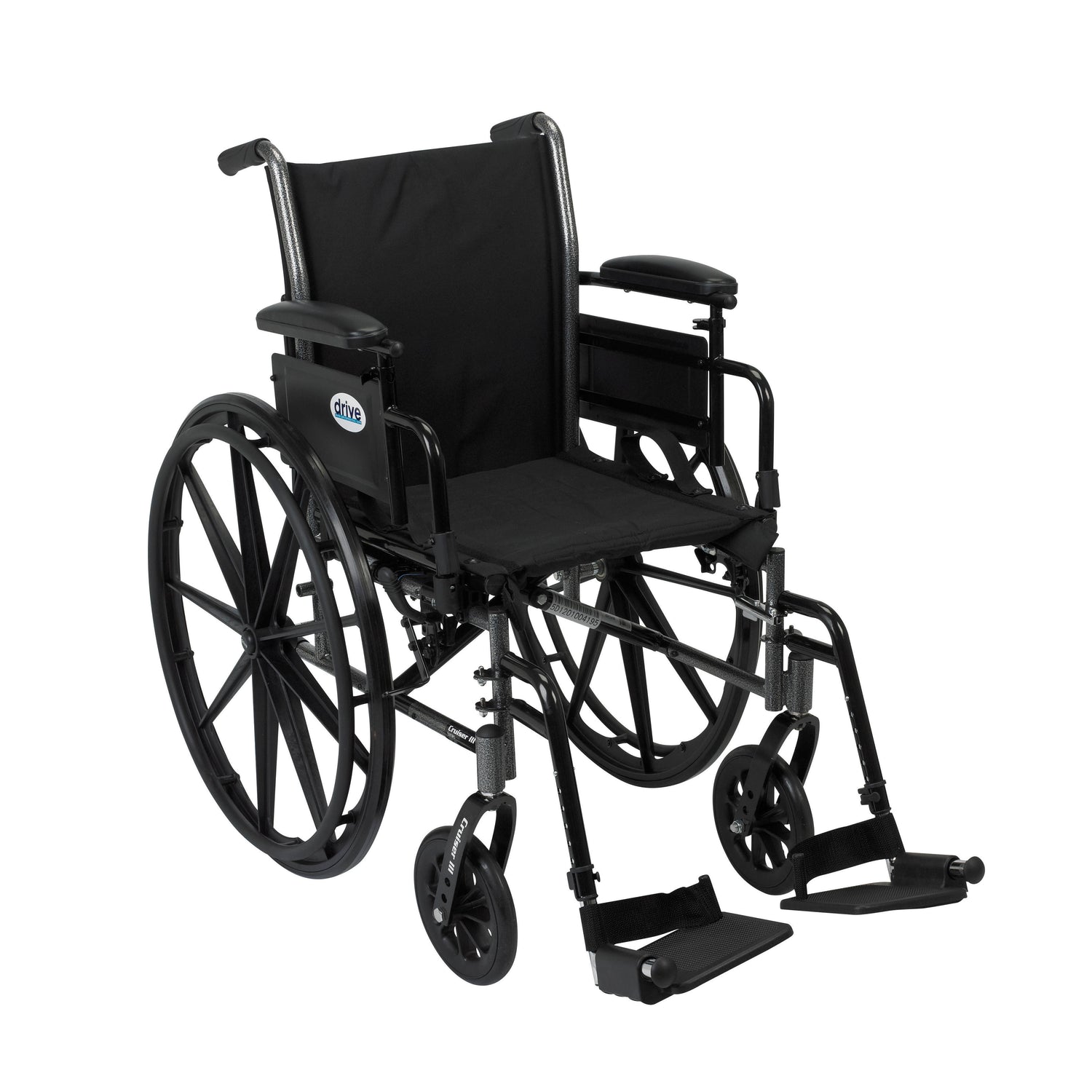 Cruiser III Light Weight Wheelchair with Flip Back Removable Arms, Adjustable Height Desk Arms, Swing away Footrests, 20" - BeHope