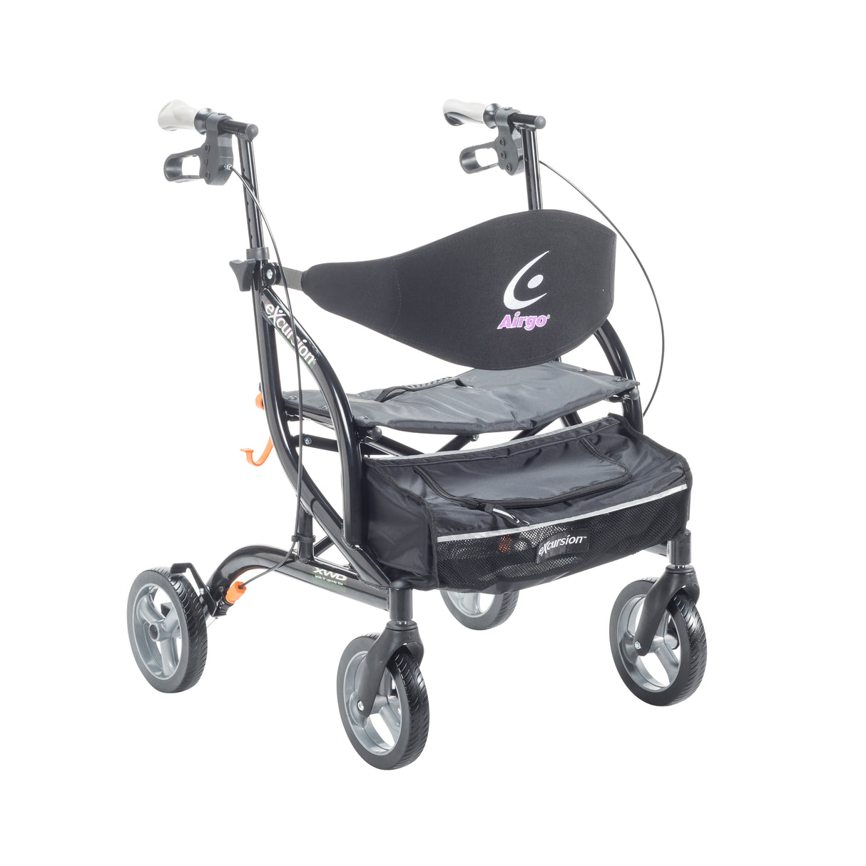 eXcursion XWD Heavy Duty Rollator Rolling Walker, Pearl Black - BeHope