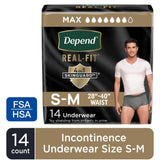 Depend Real Fit Maximum Grey Underwear Sm/md Male Bulk - Package Of 22 - Behope