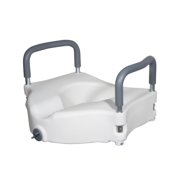 Elevated Raised Toilet Seat With Removable Padded Arms, Standard Seat - BeHope