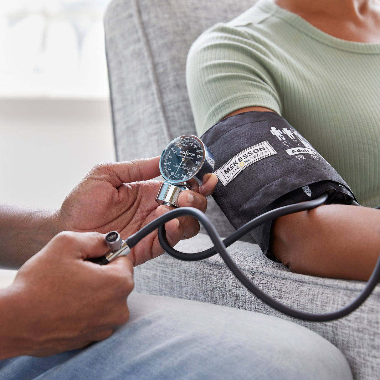 Aneroid Sphygmomanometer Unit McKesson LUMEON™ Adult Cuff Nylon Cuff 23 - 40 cm Pocket Aneroid