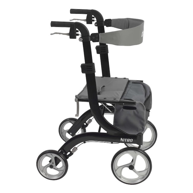 Nitro Euro Style Rollator Rolling Walker, Hemi Height, Black - BeHope
