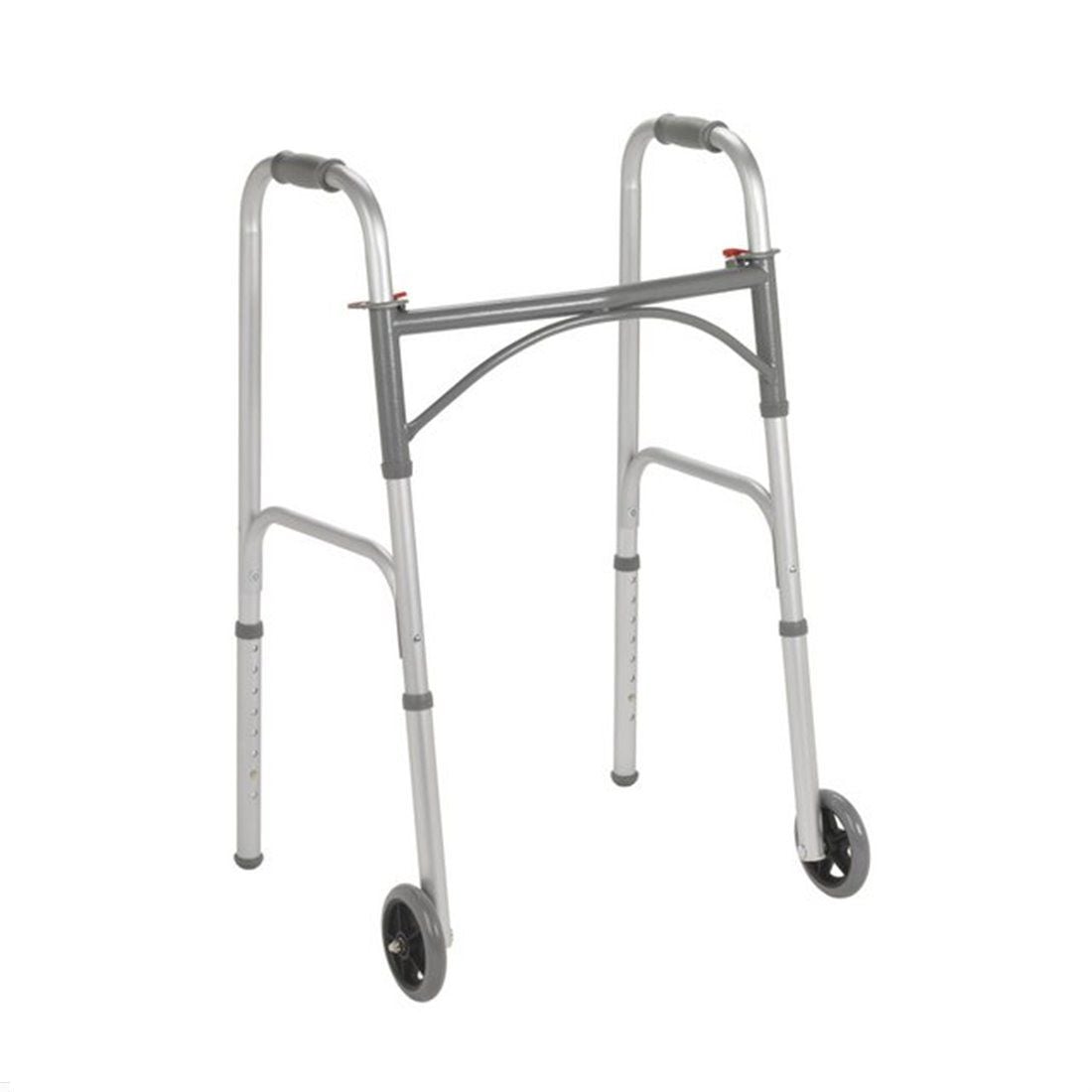 Folding Walker, Two Button With 5" Wheels - BeHope