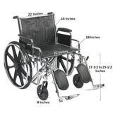 Sentra Ec Heavy Duty Wheelchair, Detachable Desk Arms, Elevating Leg Rests, 22" Seat - BeHope