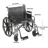 Sentra Ec Heavy Duty Wheelchair, Detachable Desk Arms, Swing Away Footrests, 24" Seat - BeHope