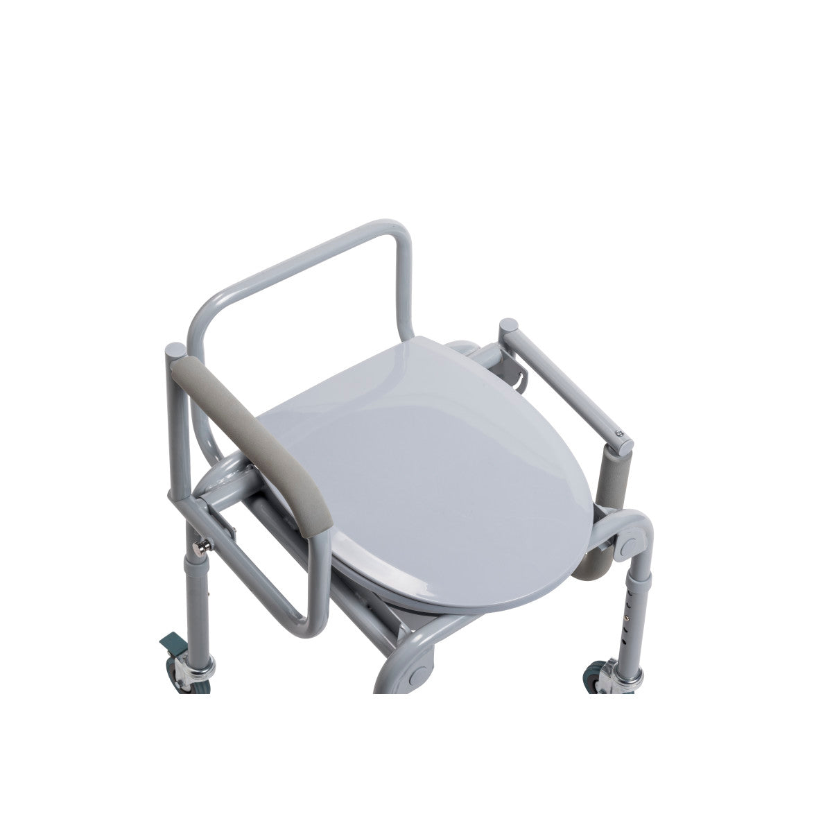 Steel Drop-Arm Commode with Wheels and Padded Armrests - BeHope