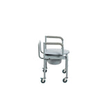 Steel Drop-Arm Commode with Wheels and Padded Armrests - BeHope