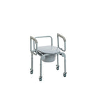 Steel Drop-Arm Commode with Wheels and Padded Armrests - BeHope