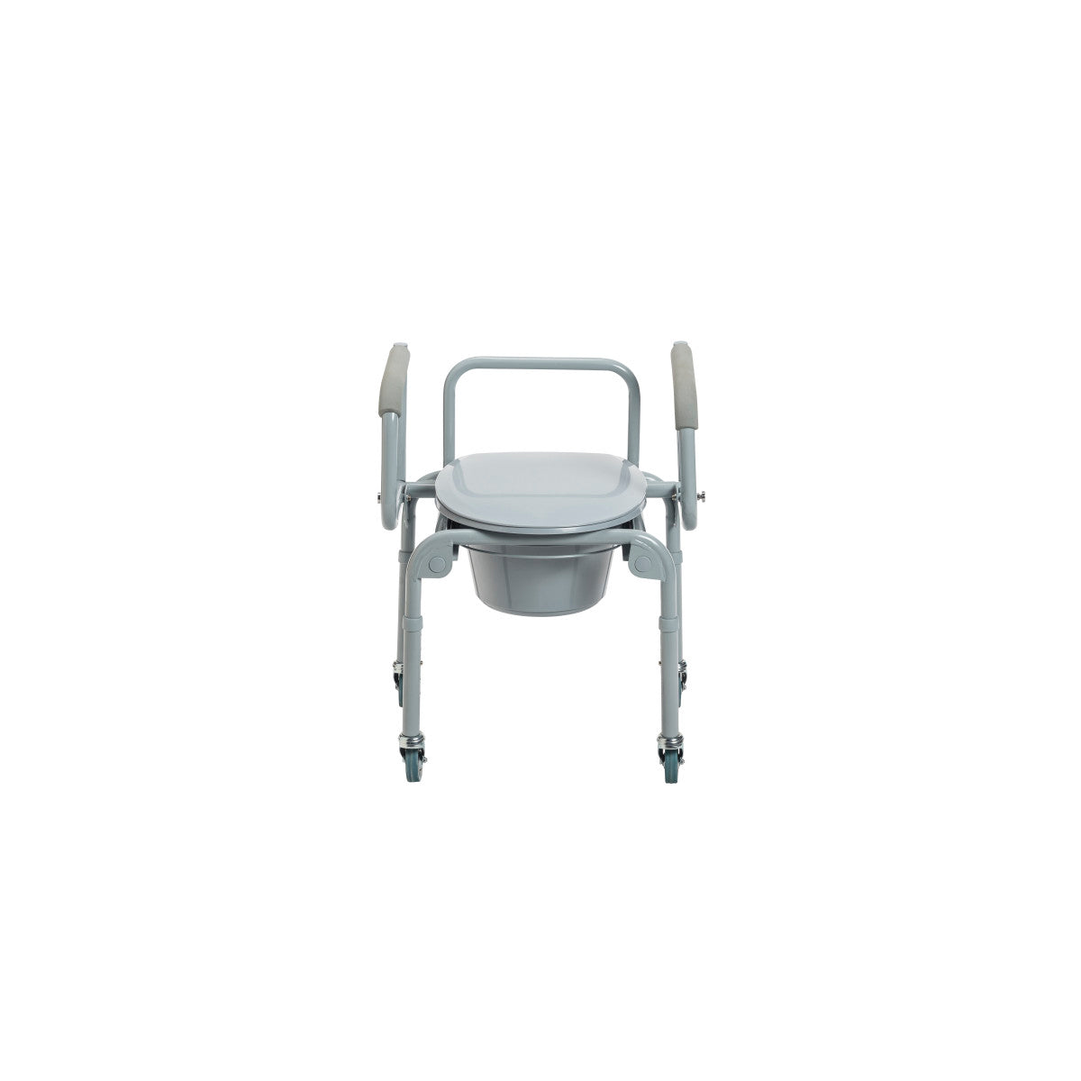 Steel Drop-Arm Commode with Wheels and Padded Armrests - BeHope
