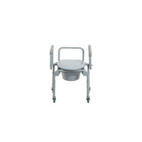 Steel Drop-Arm Commode with Wheels and Padded Armrests - BeHope