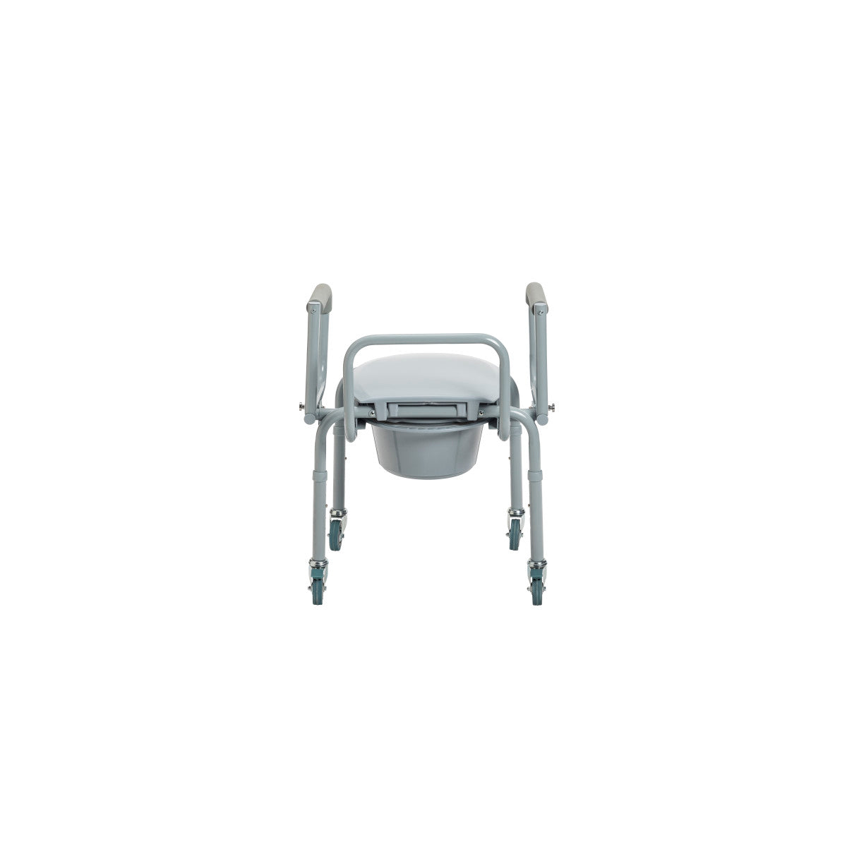 Steel Drop-Arm Commode with Wheels and Padded Armrests - BeHope
