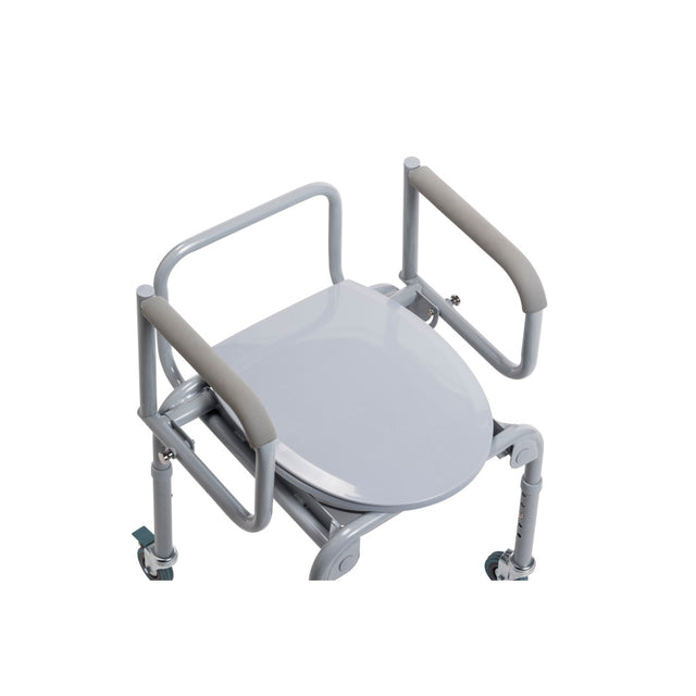Steel Drop-arm Commode With Wheels And Padded Armrests - BeHope