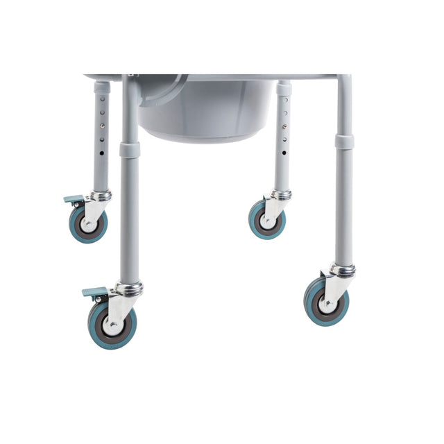 Steel Drop-arm Commode With Wheels And Padded Armrests - BeHope