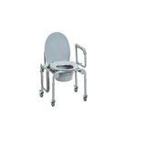 Steel Drop-Arm Commode with Wheels and Padded Armrests - BeHope