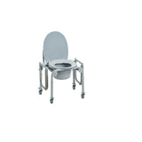 Steel Drop-Arm Commode with Wheels and Padded Armrests - BeHope