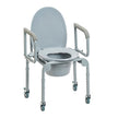 Steel Drop-Arm Commode with Wheels and Padded Armrests - BeHope