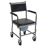 Upholstered Drop Arm Wheeled Commode - BeHope