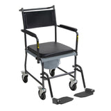 Upholstered Drop Arm Wheeled Commode - BeHope