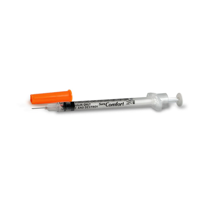 Insulin Syringe 31g X 1/4" (6mm) 3/10cc, 1/2 Unit Markings - Box Of 100 - BeHope