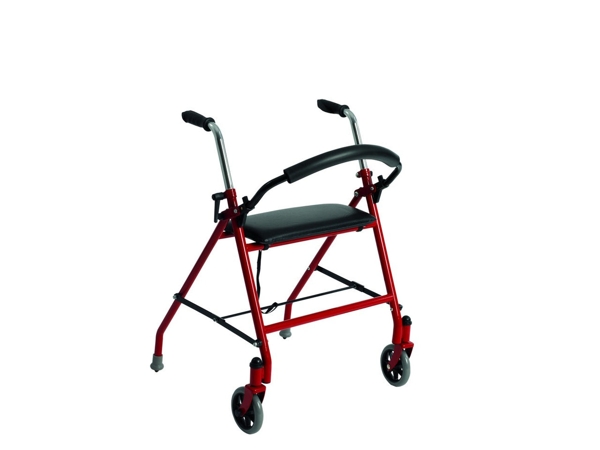 Two Wheeled Walker With Seat, Red - BeHope