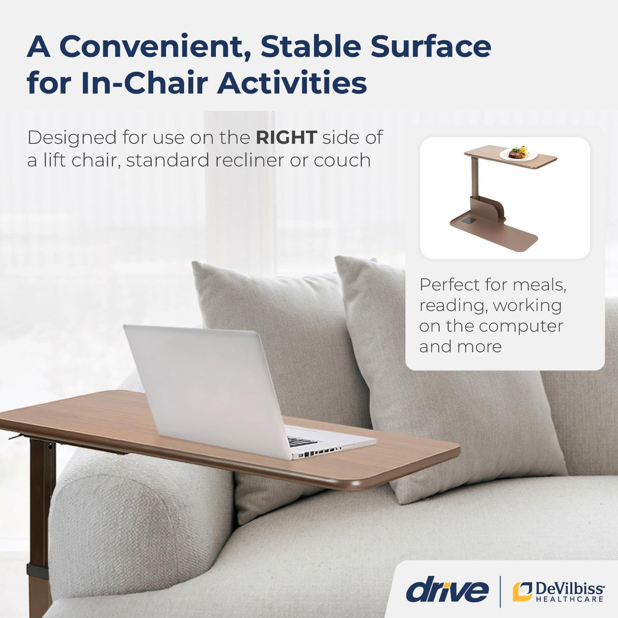 Chaise relevable avec siège et table de lit