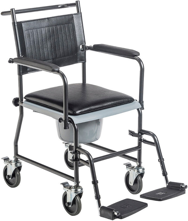 Upholstered Drop Arm Wheeled Commode - BeHope
