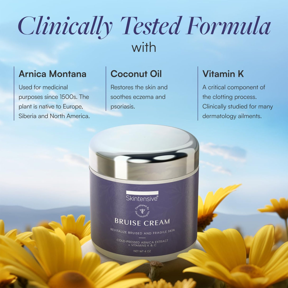Hand and Body Moisturizer Skintensive® Bruise Cream 4 oz. Jar Unscented Cream