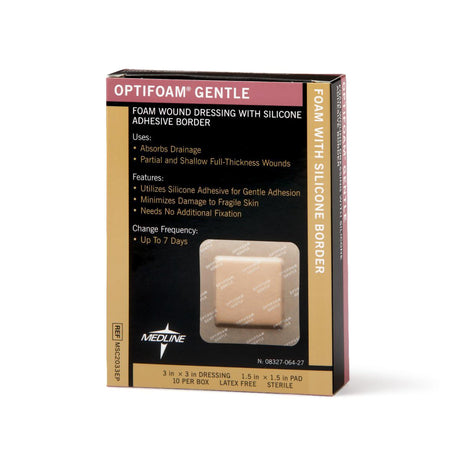 Foam Dressing Optifoam Gentle 3 X 3 Inch With Border Waterproof Backing Silicone Border Square Sterile