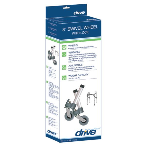 Locking Swivel Walker Wheels With Two Sets Of Rear Glides - BeHope
