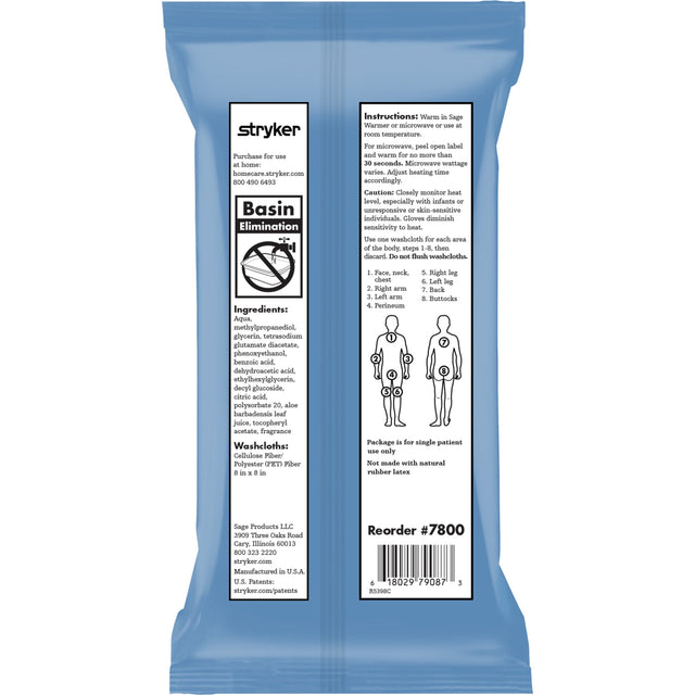 Essential Bath Full-body Washcloth With Vitamin E & Aloe 8" X 8" Fragrance-free Chg Compatible Rinse-free Ph Balanced Hypoallergenic - BeHope