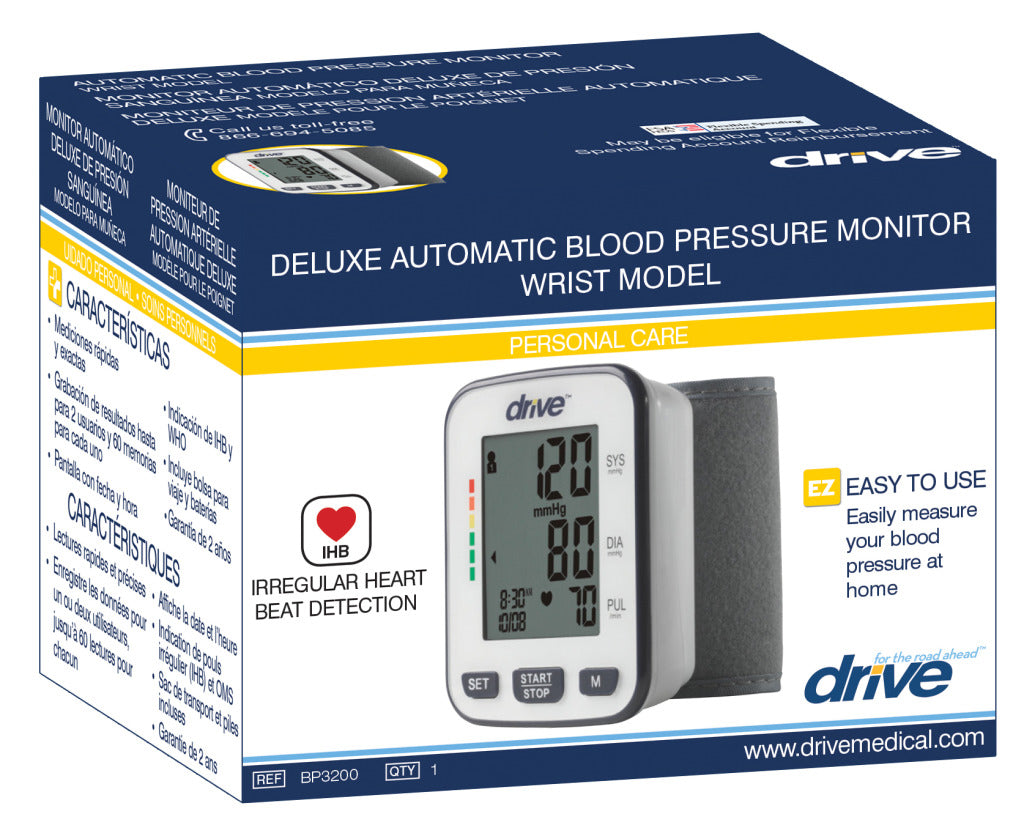 Deluxe Automatic Blood Pressure Monitor, Wrist - BeHope