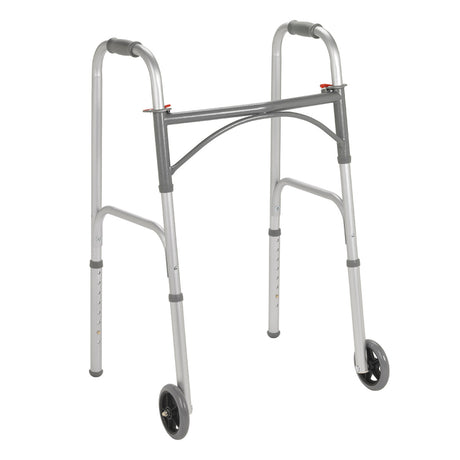Folding Junior Walker, Two Button with 5" Wheels - BeHope