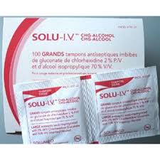 Caja/100 hisopos grandes Solu-IV, 2 % Chg, 70 % Iso Alc