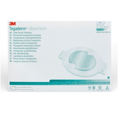 Tegaderm Absorbent Clear Acrylic Dressing 3.75" X 3" Oval Hypoallergenic Adherent Film Border - Box Of 10 - BeHope
