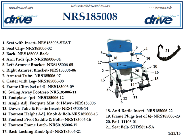 Aluminum Bariatric Rehab Shower Commode Chair With Two Rear-locking Casters - BeHope