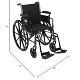 Cruiser Iii Light Weight Wheelchair With Flip Back Removable Arms, Adjustable Height Desk Arms, Swing Away Footrests, 18" - BeHope