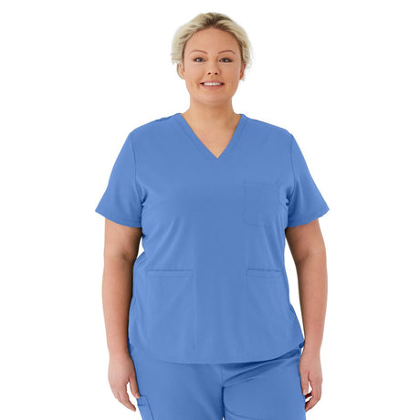 Lexington AVE Women's V-Neck Scrub Tops with 3 Pockets Ceil Blue