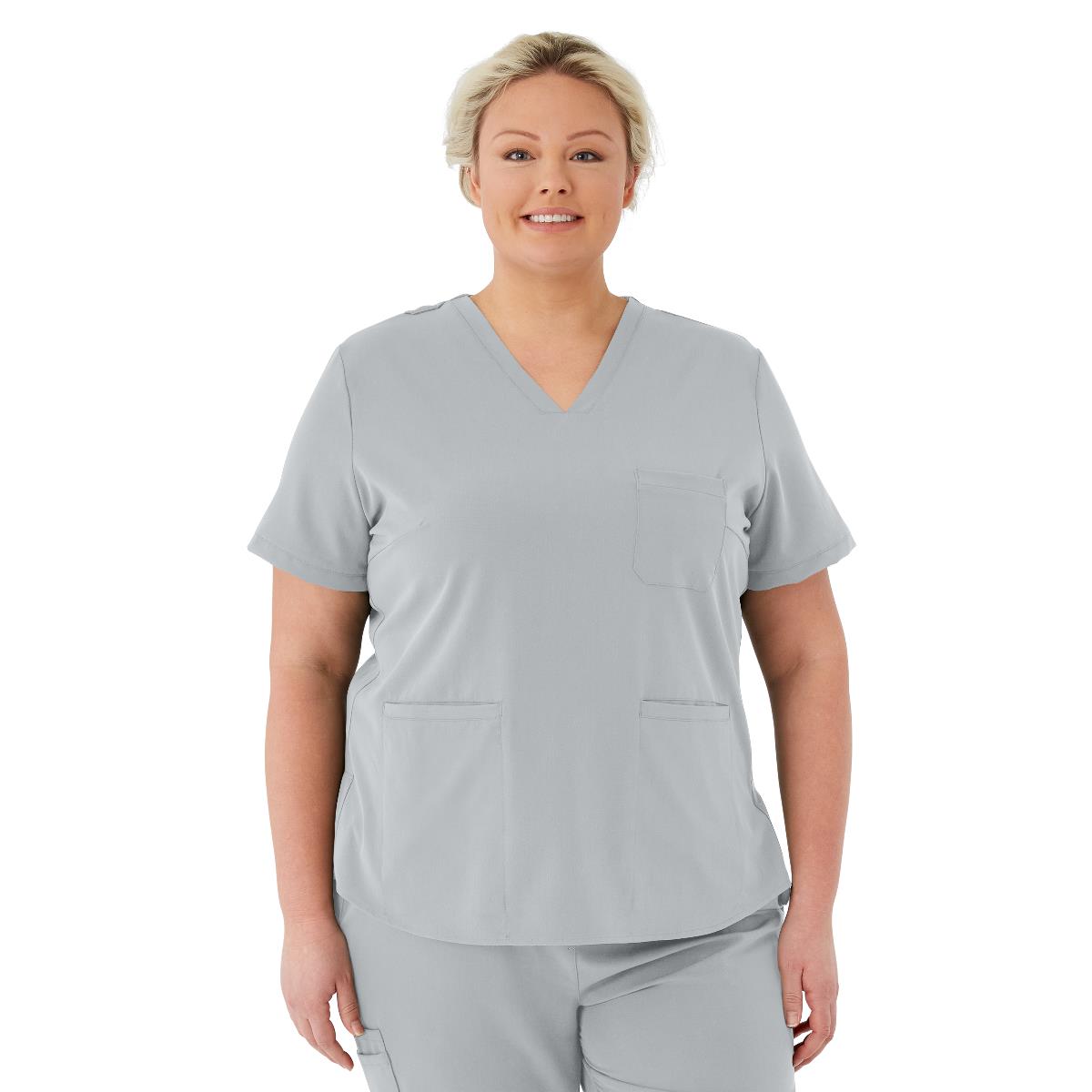 Lexington AVE Women's V-Neck Scrub Tops with 3 Pockets Gray