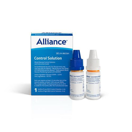 Alliance Blood Glucose Control Solution For Alliance Monitor, 4x2ml (2high, 2 Low) Kit - Behope