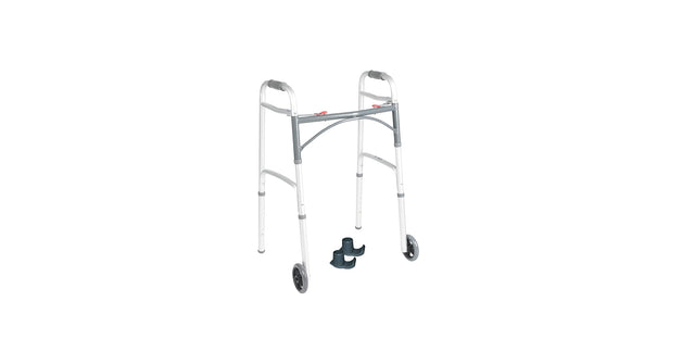 Folding Junior Walker, Two Button With 5" Wheels - BeHope