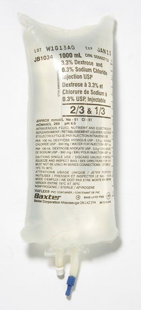 Dextrose 3.3% And Sodium Chloride 0.3% 1000ml Bag For Injection Usp Case/12 Each