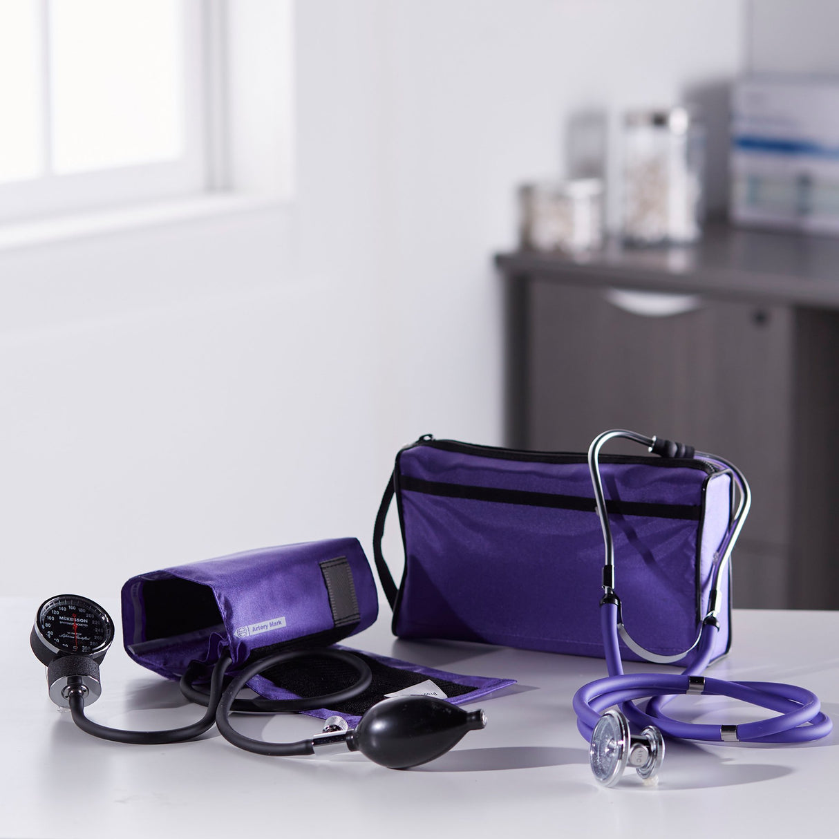 Reusable Aneroid / Stethoscope Set McKesson Brand 23 to 33 cm Adult Cuff Dual Head Sprague Stethoscope Pocket Aneroid