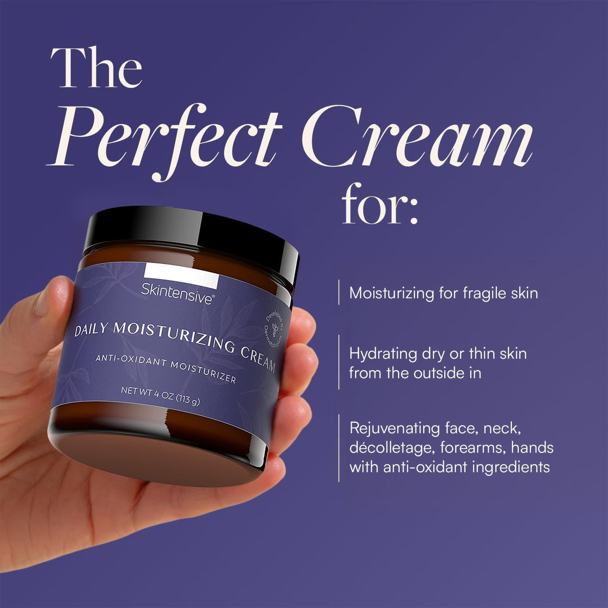Hand and Body Moisturizer Skintensive® Daily Moisturizing 4 oz. Jar Unscented Cream
