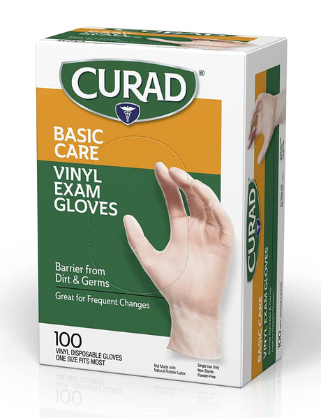 Medline CURAD Vinyl Gloves - 100 Count