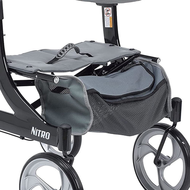 Nitro Euro Style Rollator Rolling Walker, Hemi Height, Black - BeHope