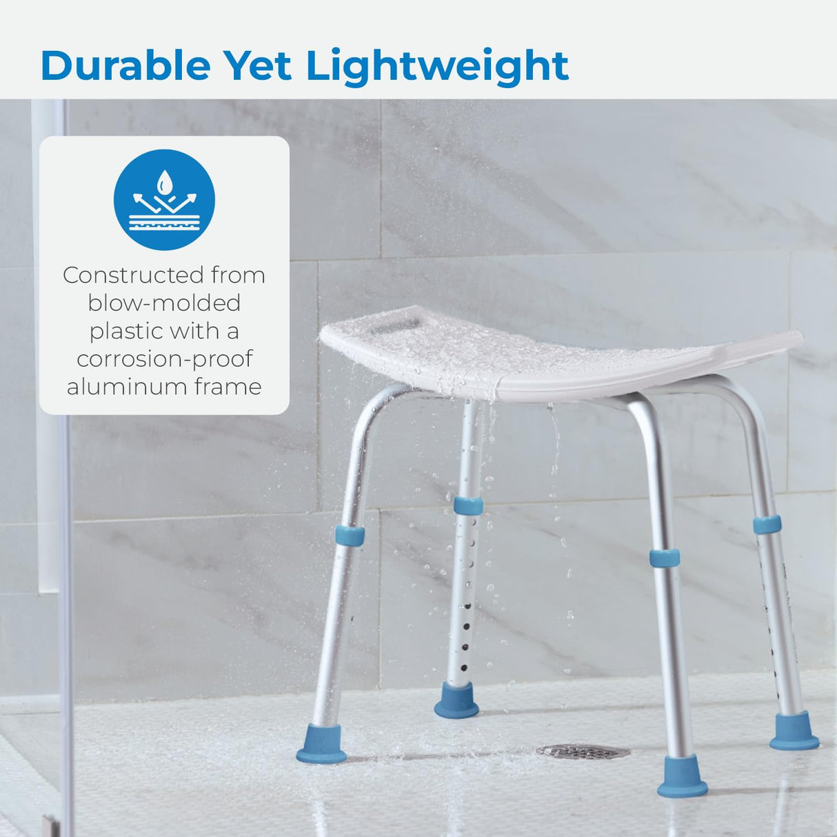 Adjustable Bath And Shower Chair With Non-slip Seat, White - BeHope